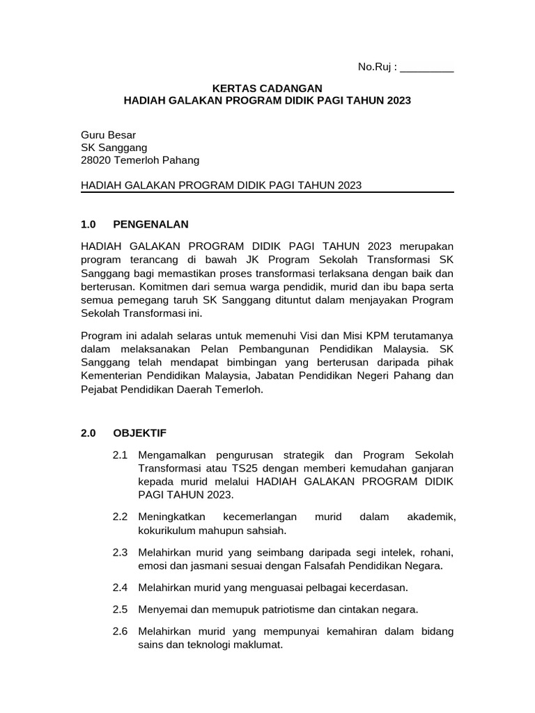 Kertas Kerja Program Hadiah Galakan PDPC Ts25 | PDF