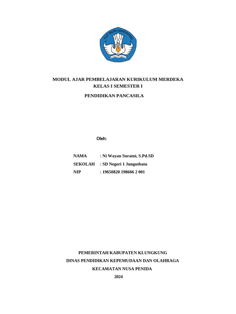 Modul Ajar Pendidikan Pancasila Kelas 1 | PDF