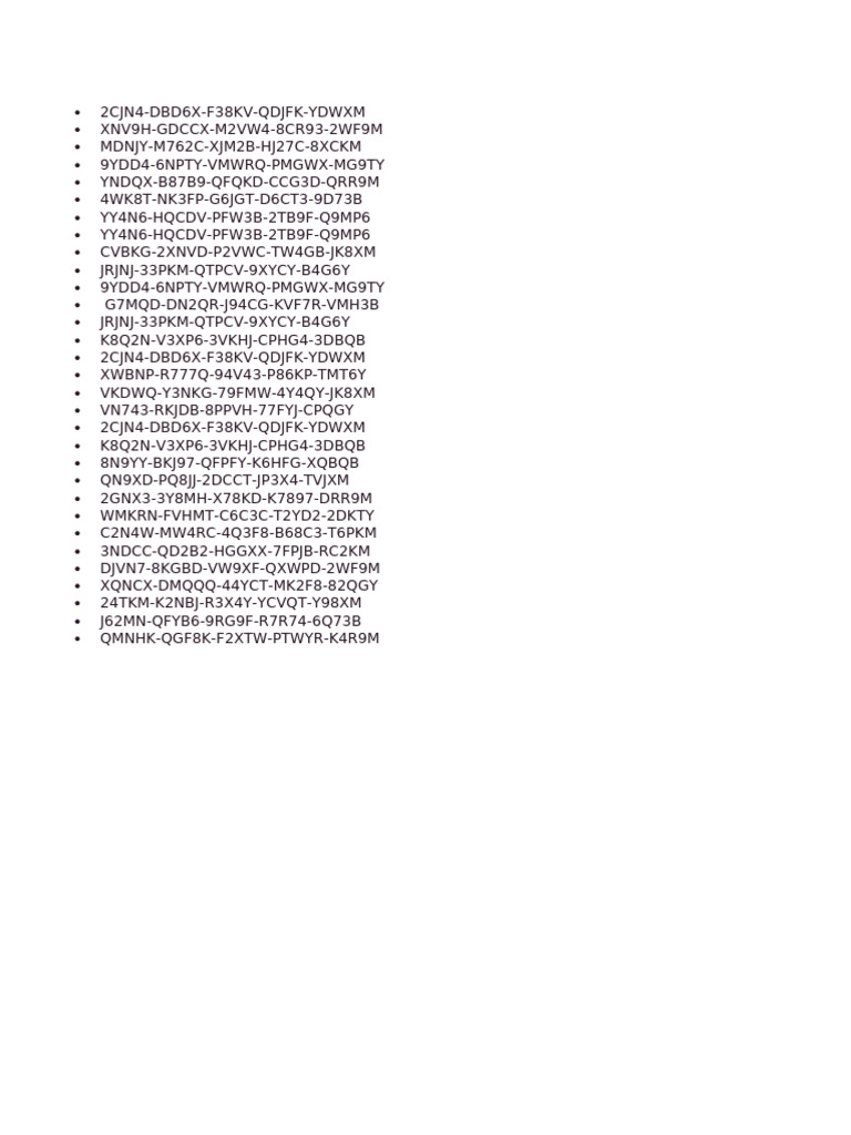 Unique Code List for Reference | PDF