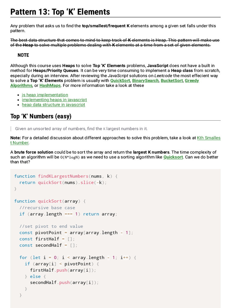 Top K Elements Using Heaps | PDF | Time Complexity | Computer Programming