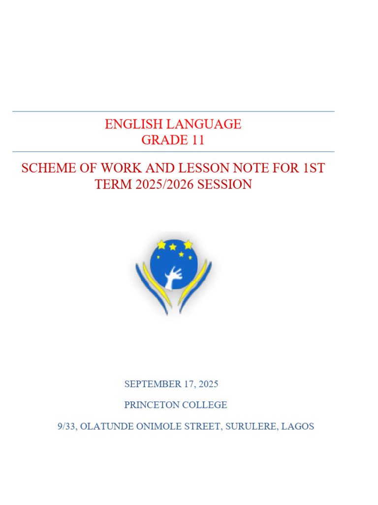 English Language Grade 11 First Term Note | PDF | English Language | Word