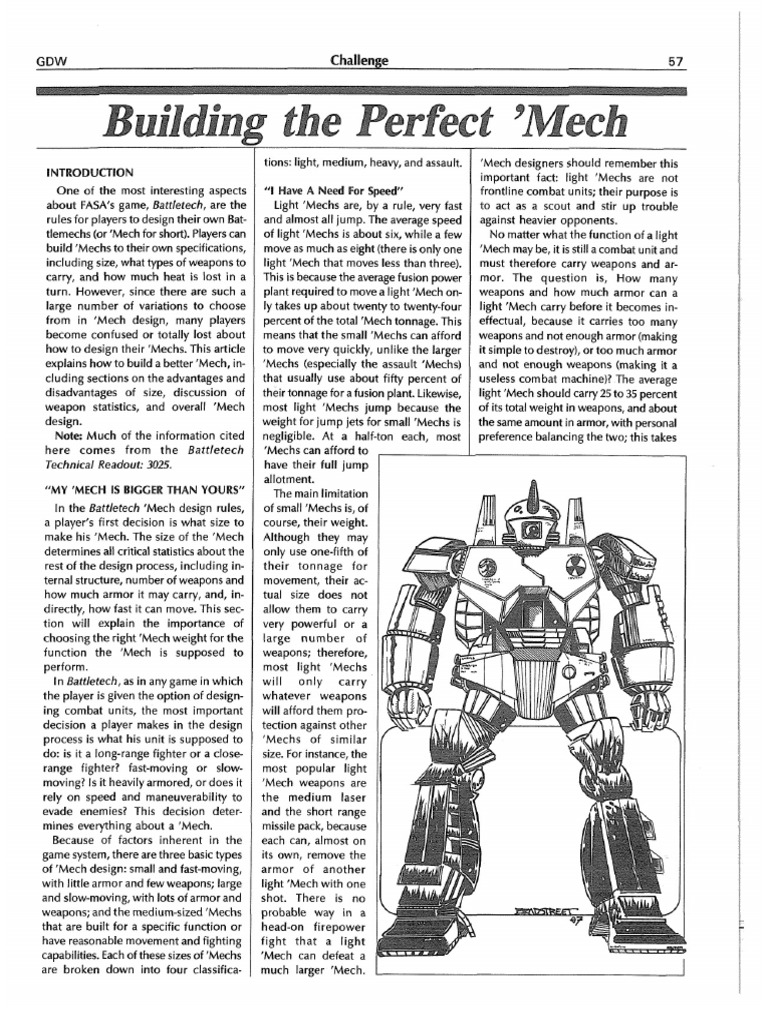 Battletech Buildtheperfectmech Challenge30 | PDF