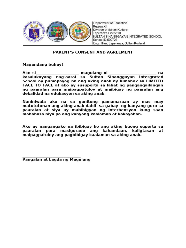 f2f Letter For The Parents | PDF