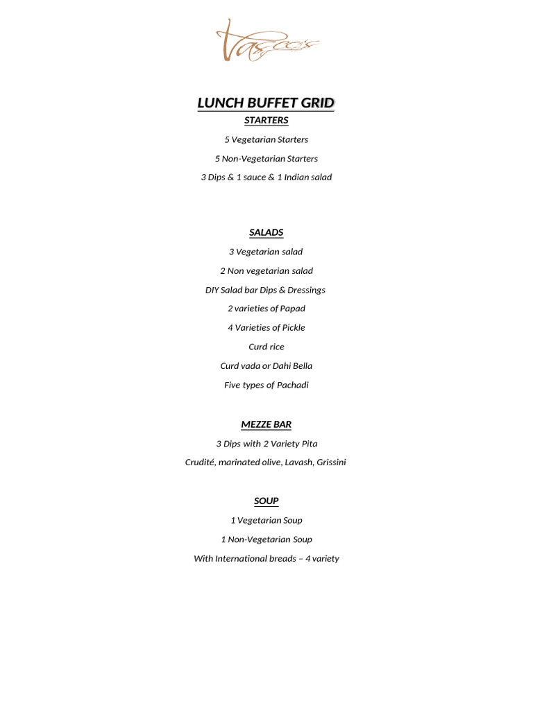 Diverse Lunch Buffet Menu Options | PDF