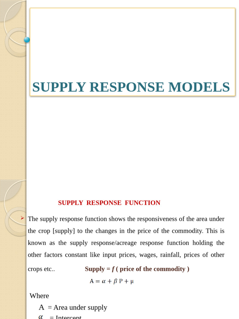Understanding Supply Response Models | PDF | Supply (Economics ...