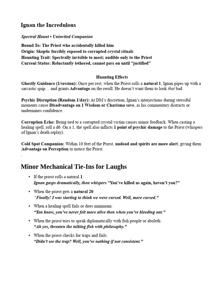 Ignan the Incredulous: Spectral Haunt Guide | PDF