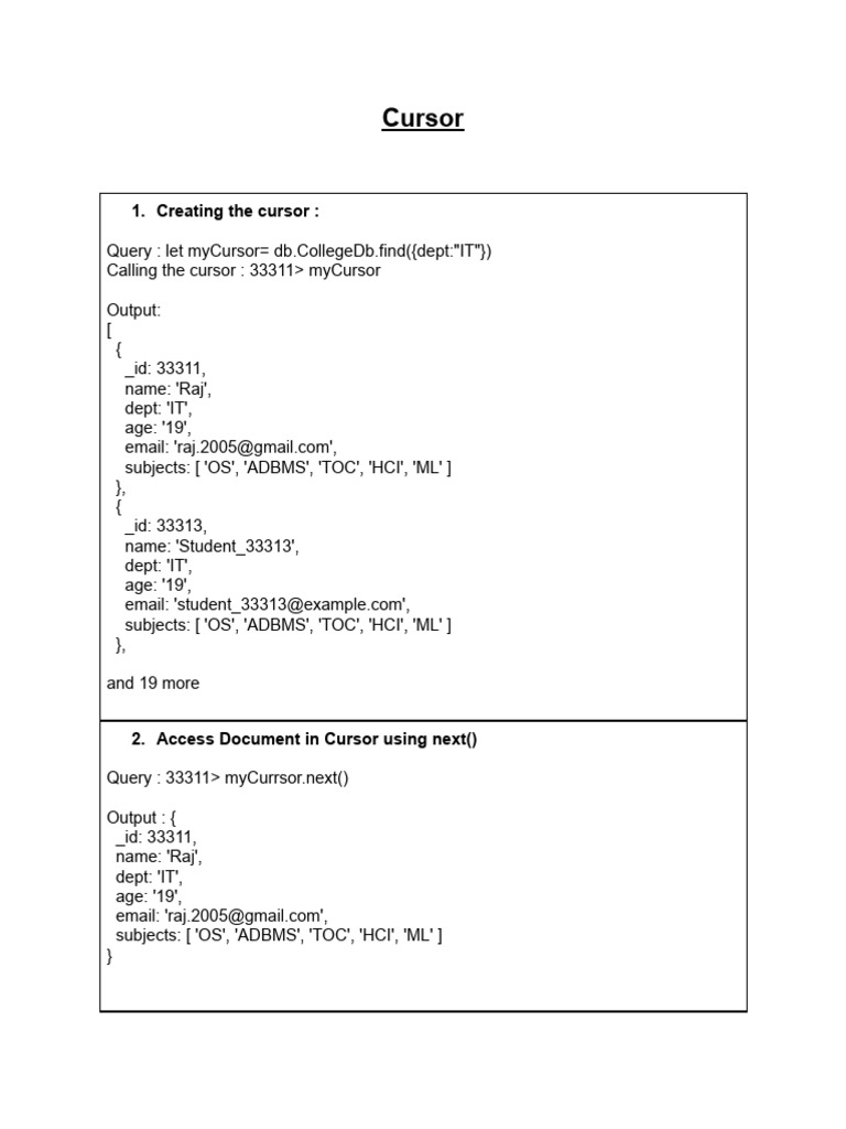 MongoDB Cursor Operations Guide | PDF