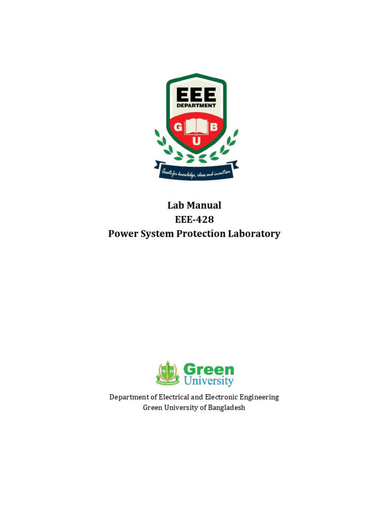 Power System Protection Lab Manual | PDF | Transformer | Electric Generator