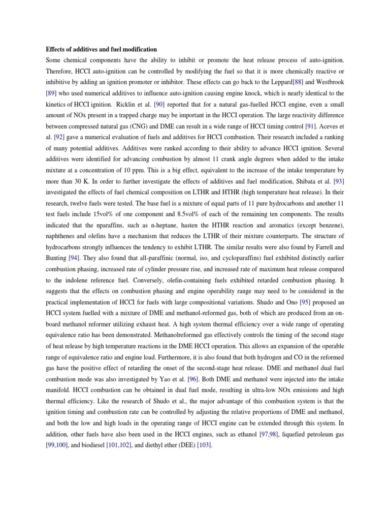Impact of Fuel Additives on HCCI Combustion | PDF | Internal Combustion ...