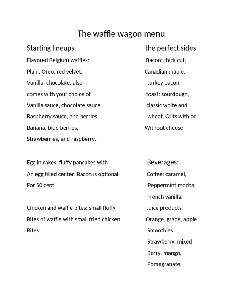 Wild Wonderful Waffle Wagon Menu | PDF