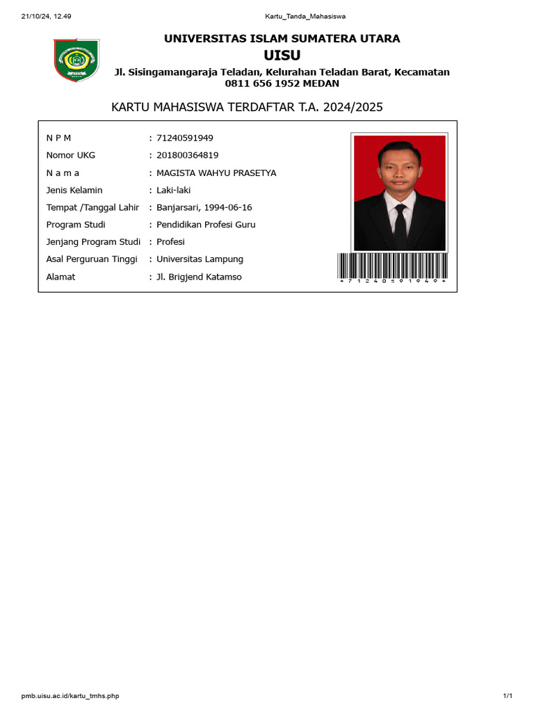Kartu Tanda Mahasiswa | PDF