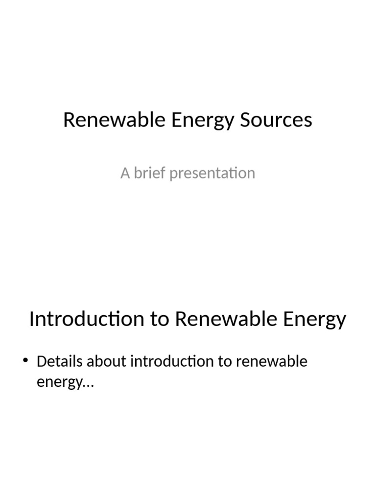 Renewable Energy Sources | PDF