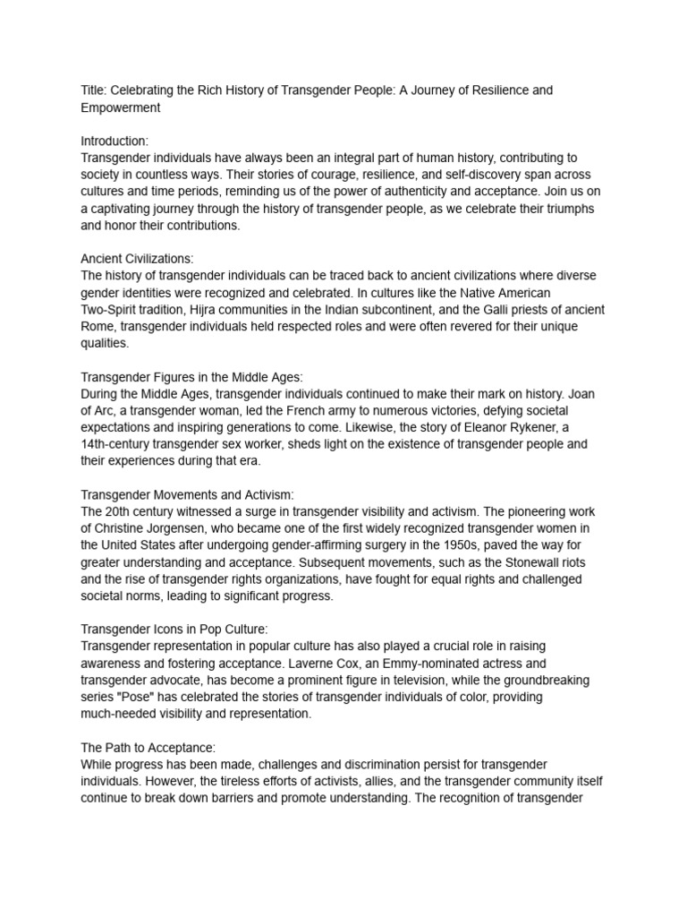 Transgender History: Resilience & Empowerment | PDF | Transgender ...