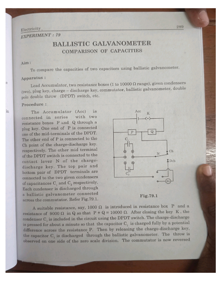 Ballistic Galvanometer Comparison of Capacitors | PDF