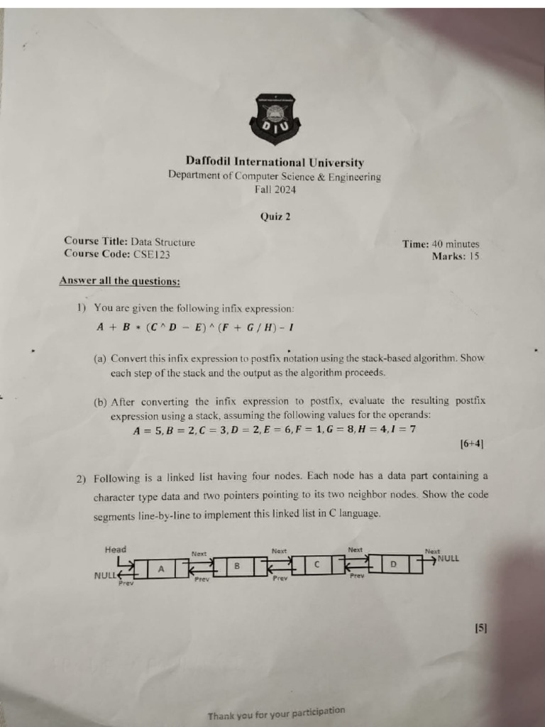 Fall 24 Quiz 2 | PDF