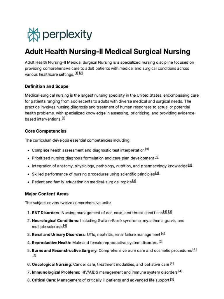 Adult Health Nursing-II Medical Surgical Nursing | PDF | Nursing | Surgery