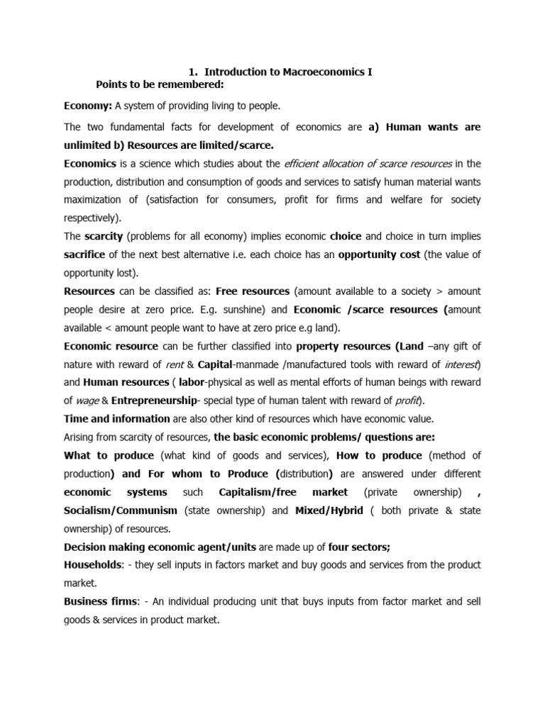 Edited Chapter 1 Macroec I 2020 AU | PDF | Economics | Business Economics