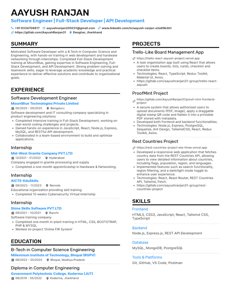 Full-Stack Developer Resume Summary | PDF | Web Development | Computing