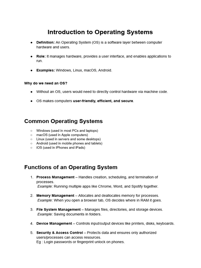 Operating Systems - Pre Read | PDF | Operating System | Graphical User ...