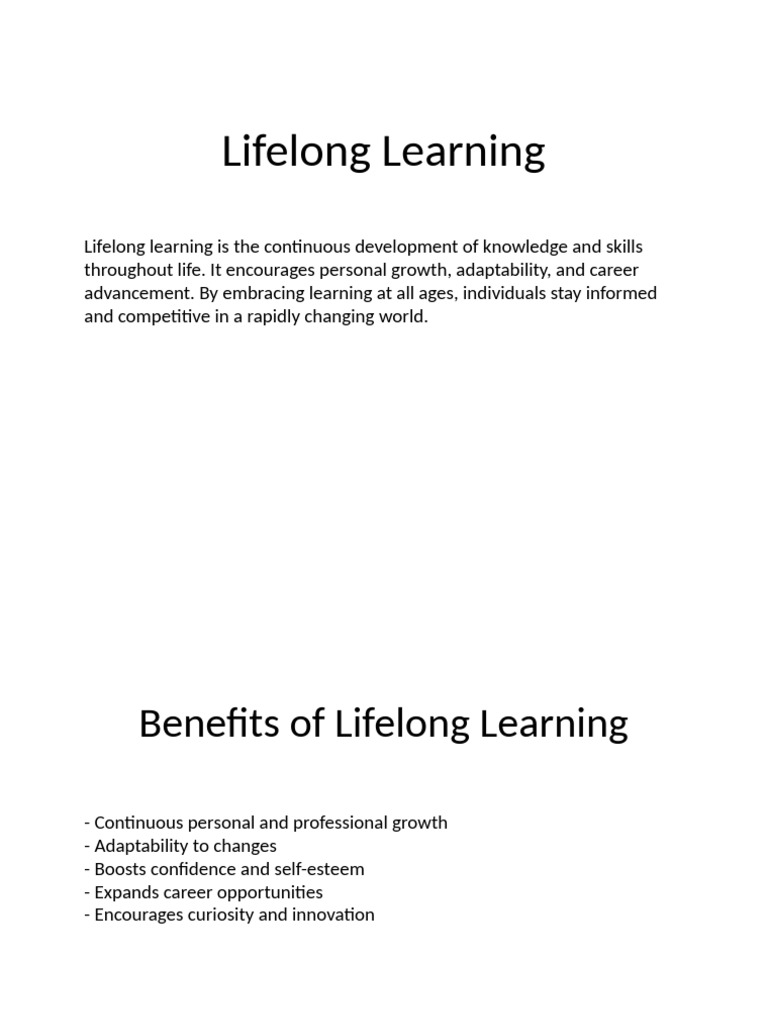 Lifelong Learning Presentation Pdf