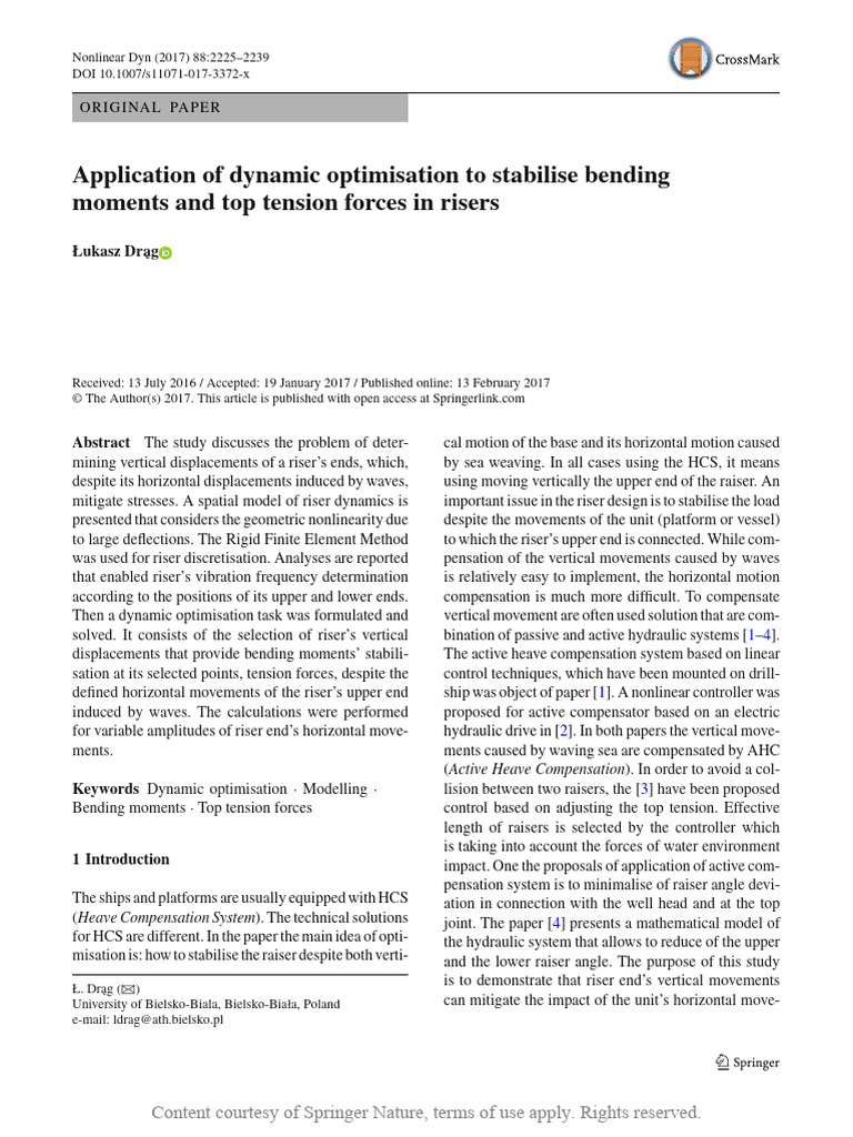 Application of Dynamic Optimisation To Stabilise B | PDF | Force ...