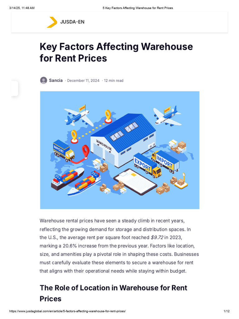 5 Key Factors Affecting Warehouse For Rent Prices | PDF | Warehouse | Lease
