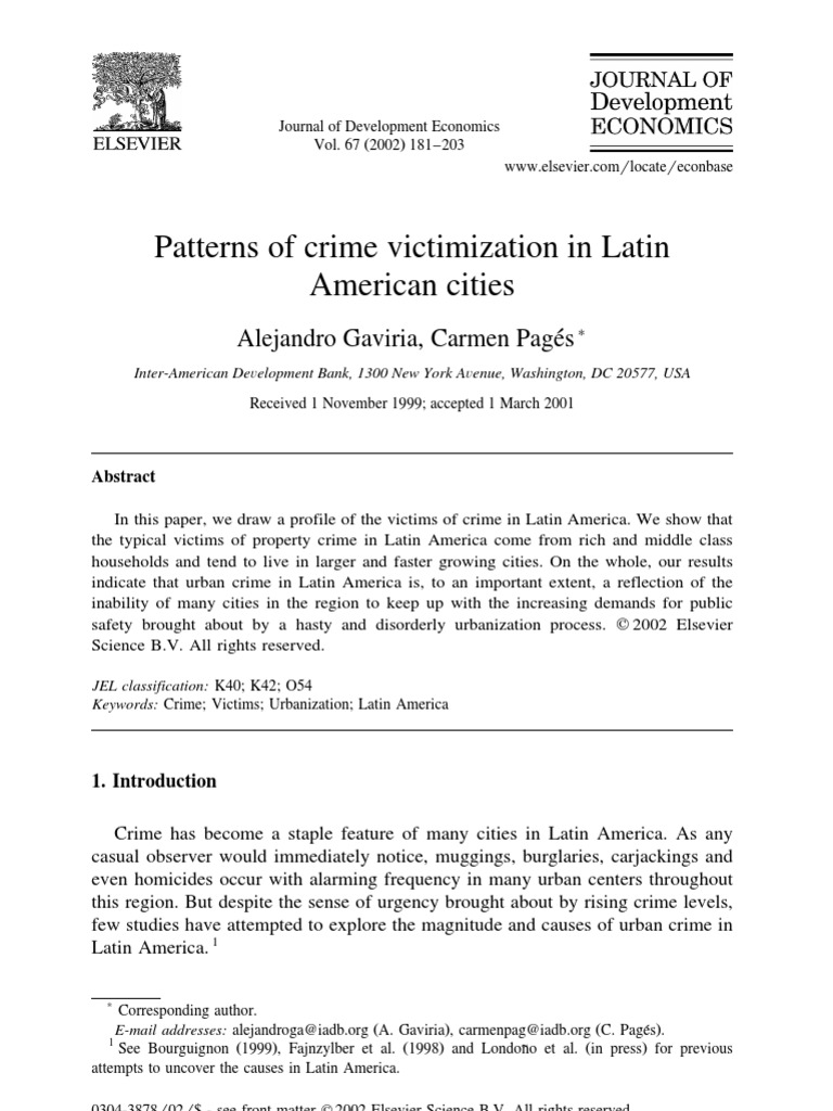 Patterns of Crime Victimization in Latin American Cities | PDF ...