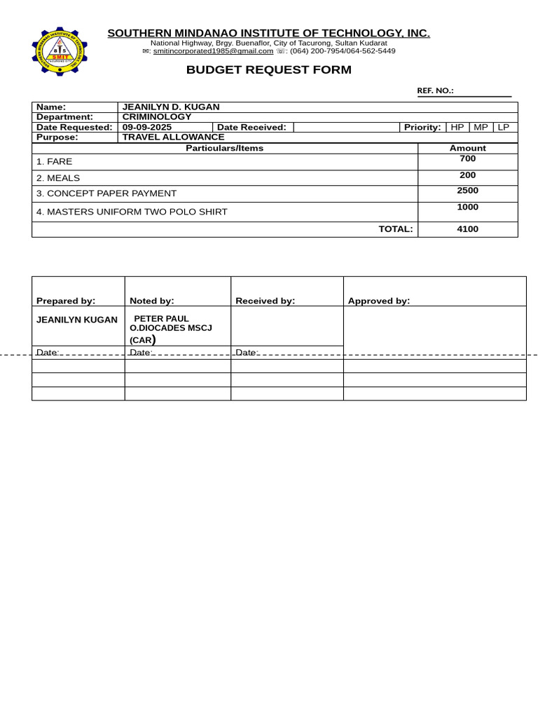 Request Form 1 | PDF