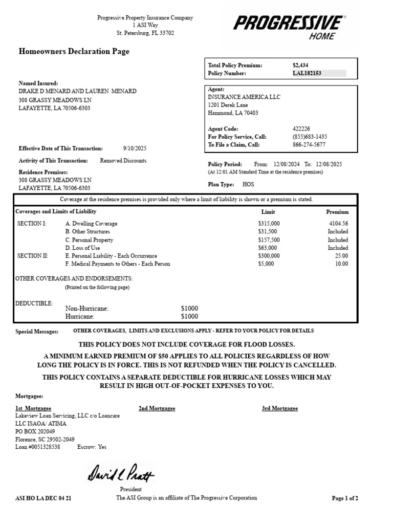 Homeowners Insurance Declaration Page | PDF | Insurance | Home Insurance