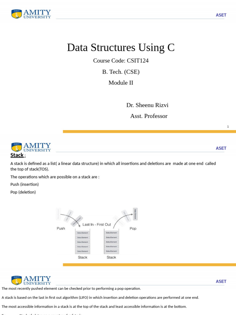 1 Stack Presentation 1 | PDF | Algorithms And Data Structures ...