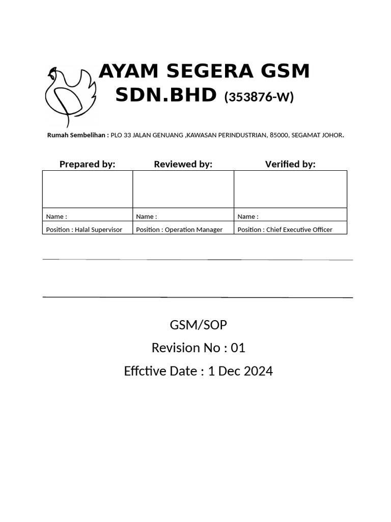 Halal Poultry SOP Manual 2024 | PDF | Animal Slaughter | Food Safety