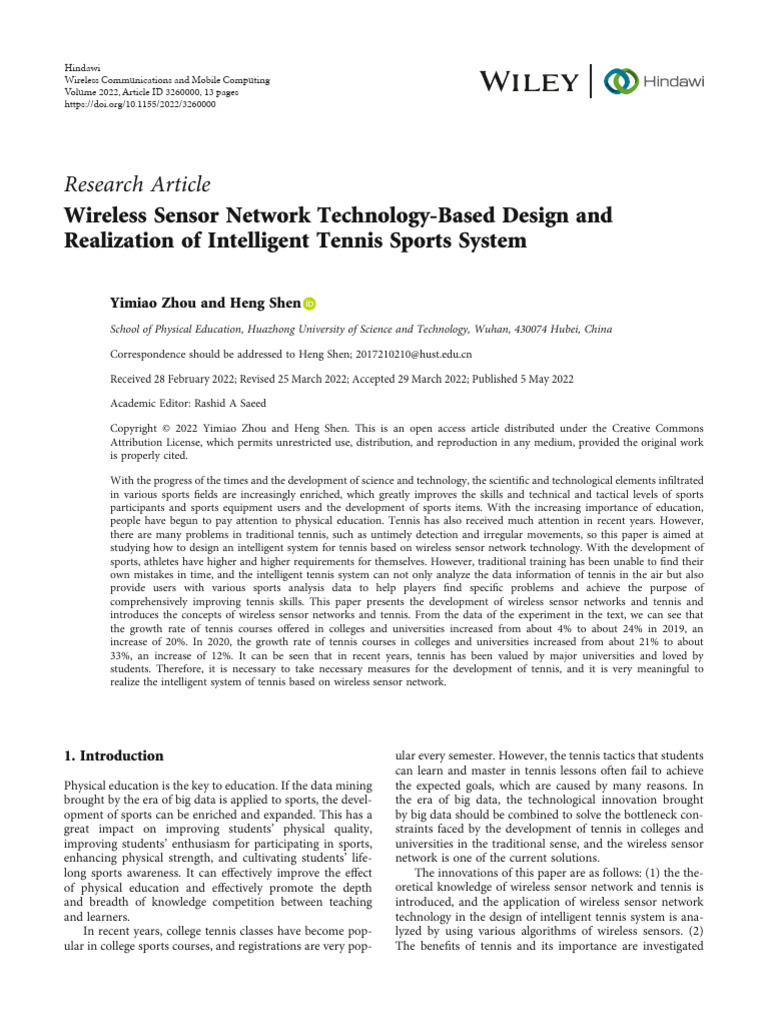 Wireless Sensor Network TechnologyBased Design and Realization of ...