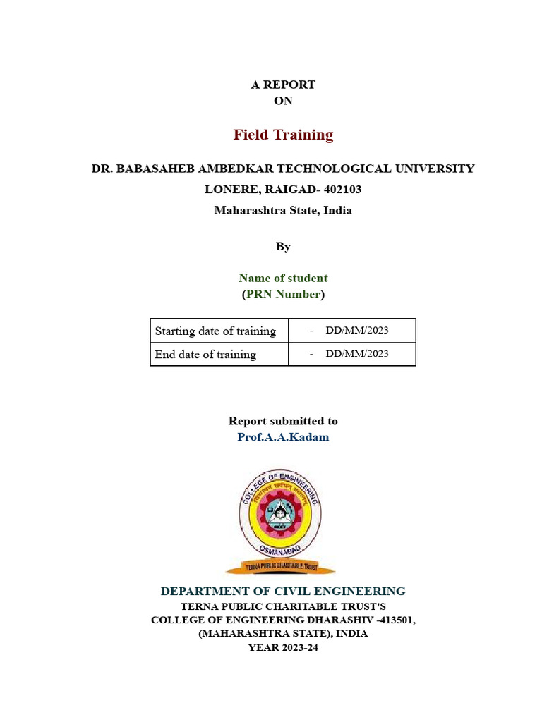 Field Training Report - Civil Engineering | PDF