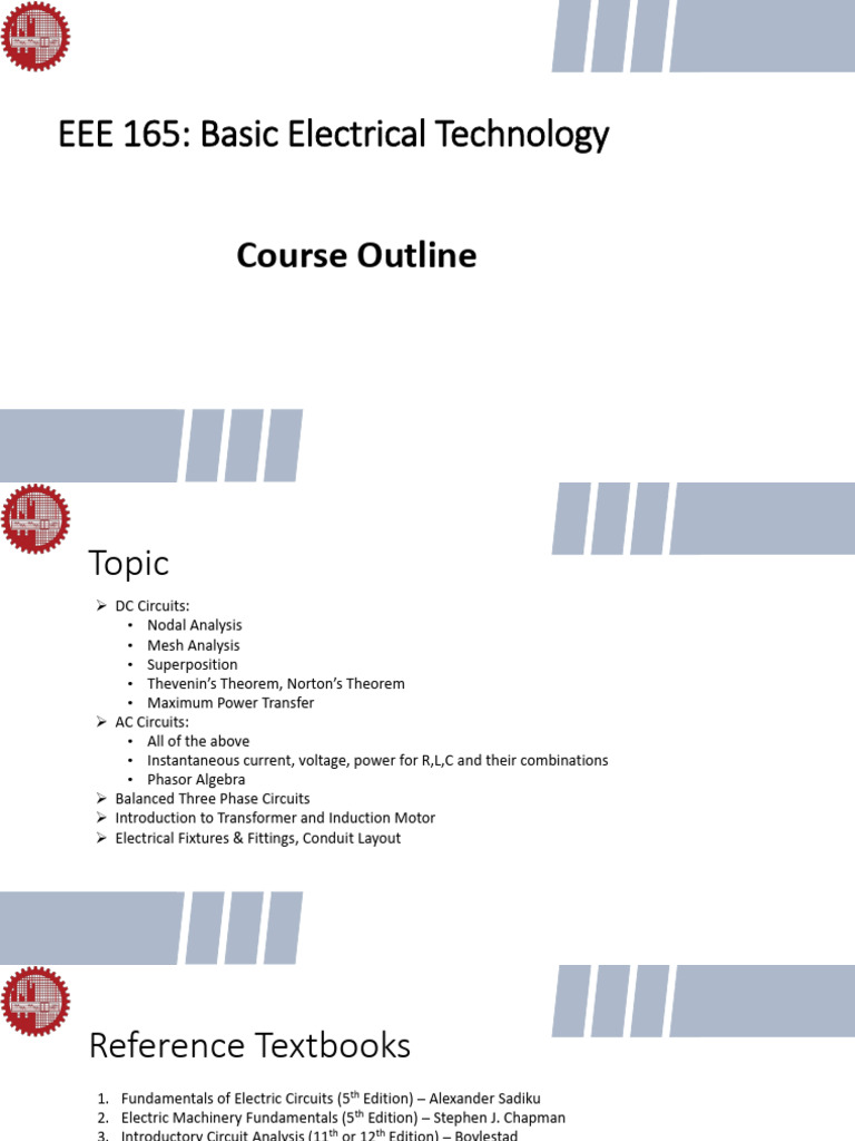 Basic Electrical Technology Course Outline | PDF