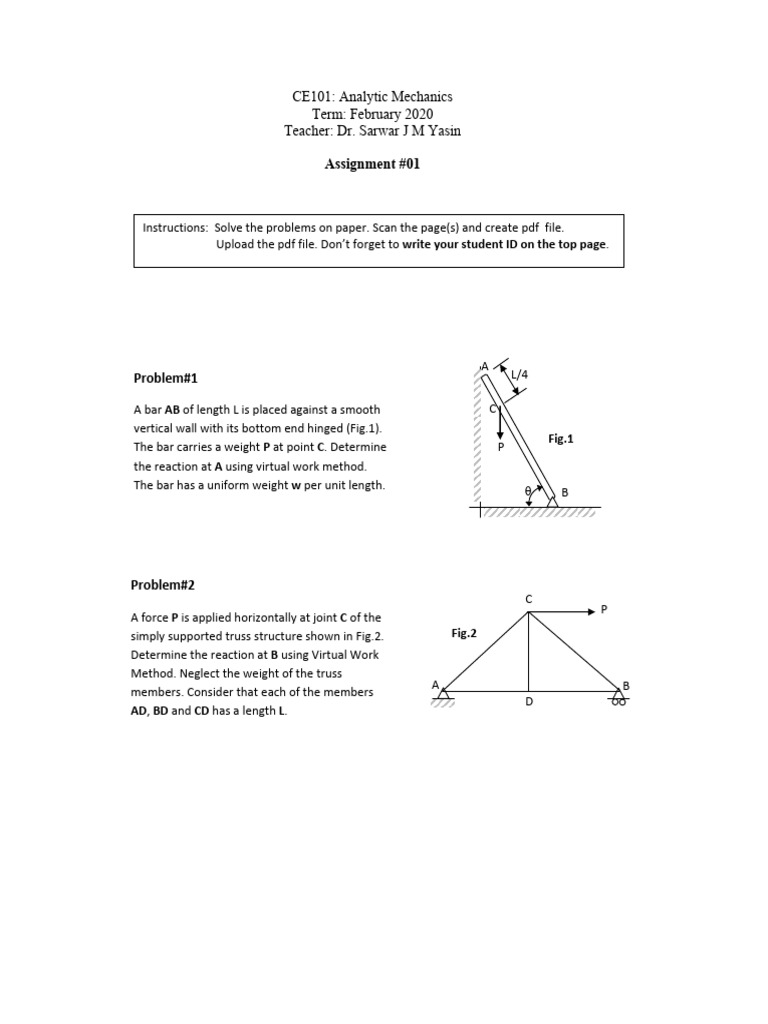 CE101 Assignment 1 Virtual Work | PDF