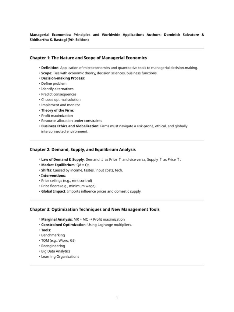 Managerial Economics: Key Concepts & Tools | PDF | Demand | Oligopoly