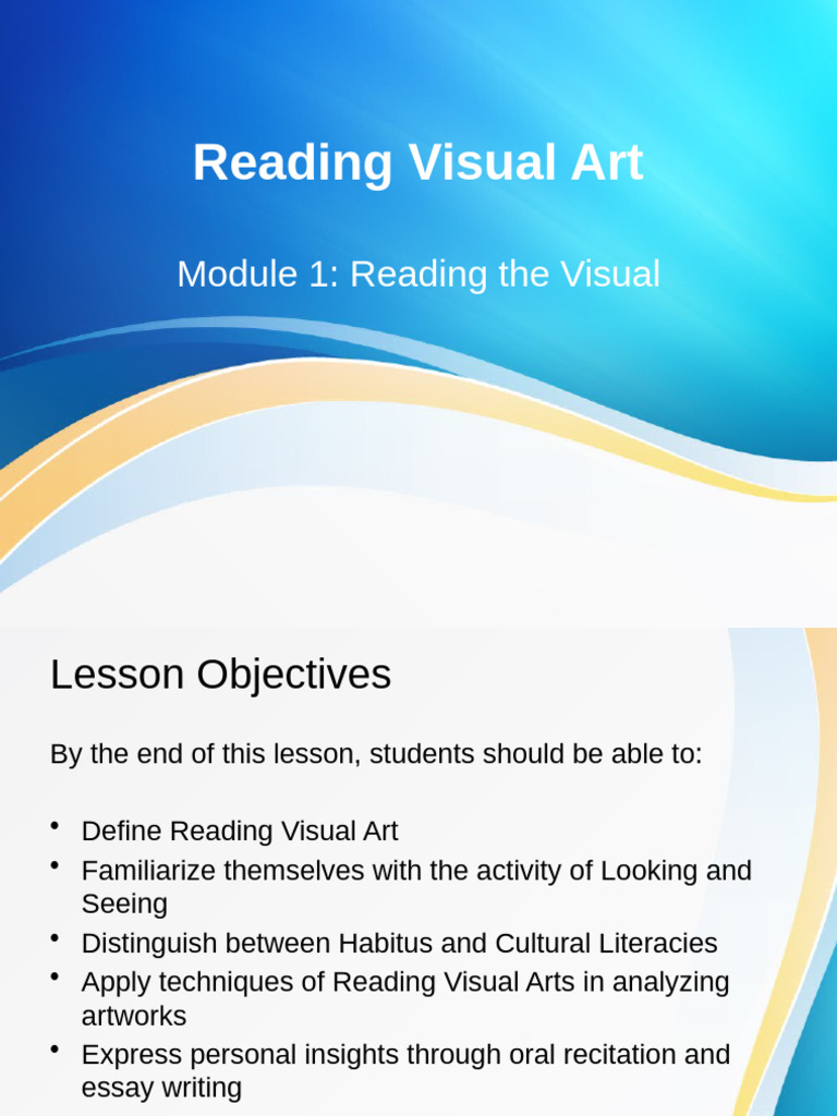 Reading Visual Arts Lesson 1 | PDF