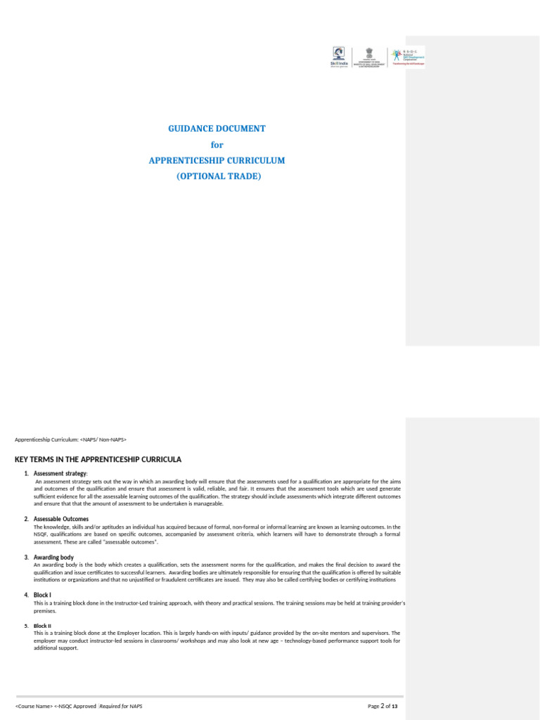 Apprenticeship Curriculum Guidance Document | PDF | Educational ...