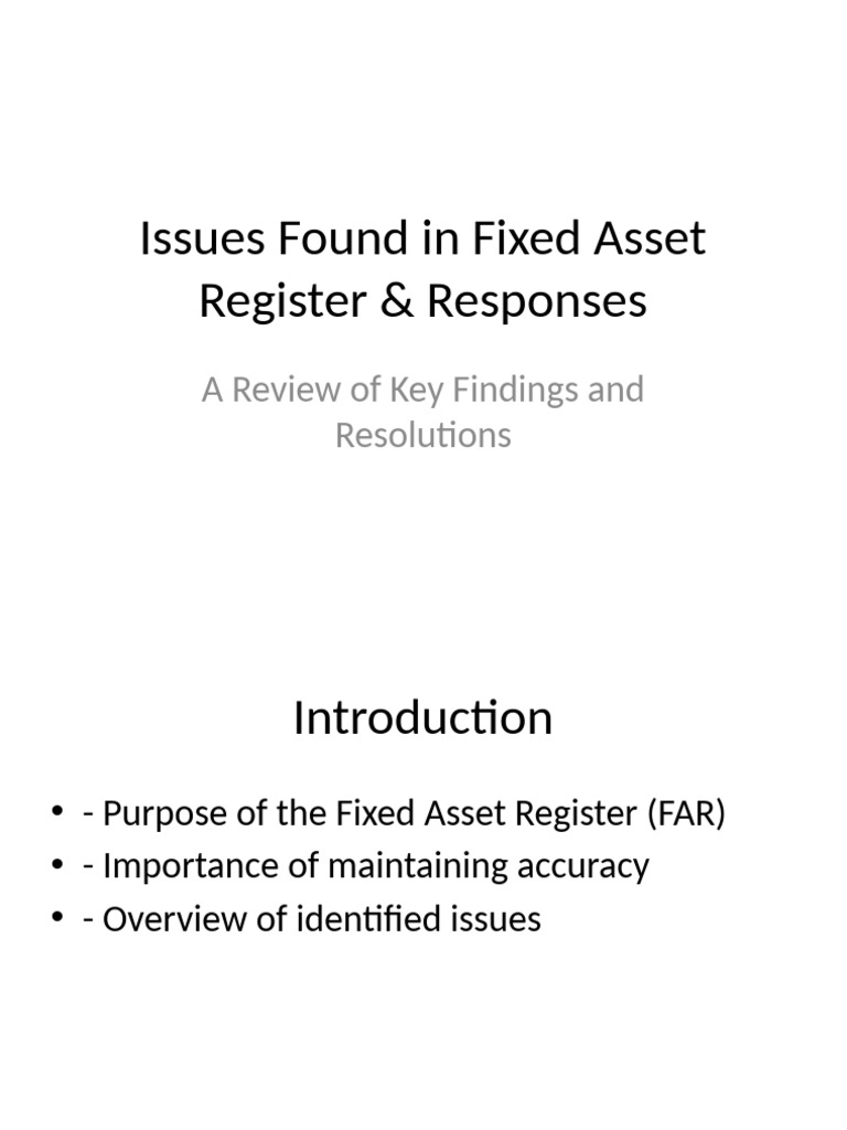Fixed Asset Register Issues-2 | PDF