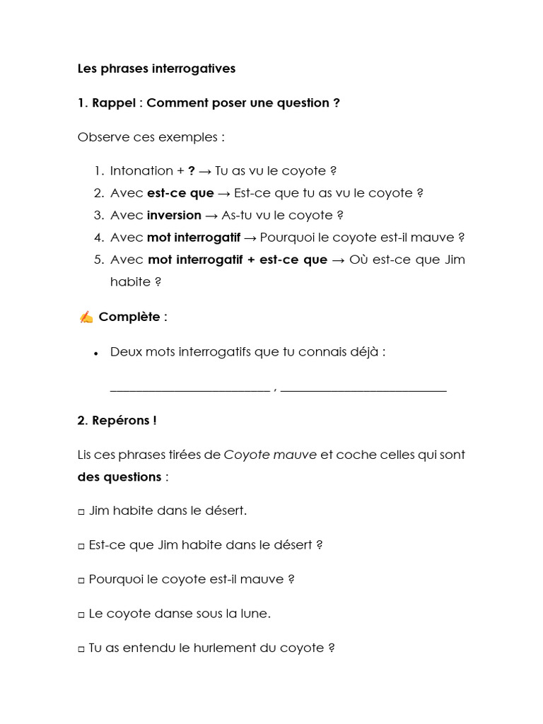 Comment poser des questions en français | PDF