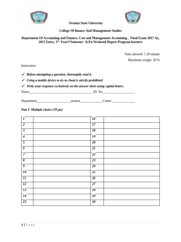 Cost and Management Accounting Exam 2017 | PDF | Cost Of Goods Sold ...