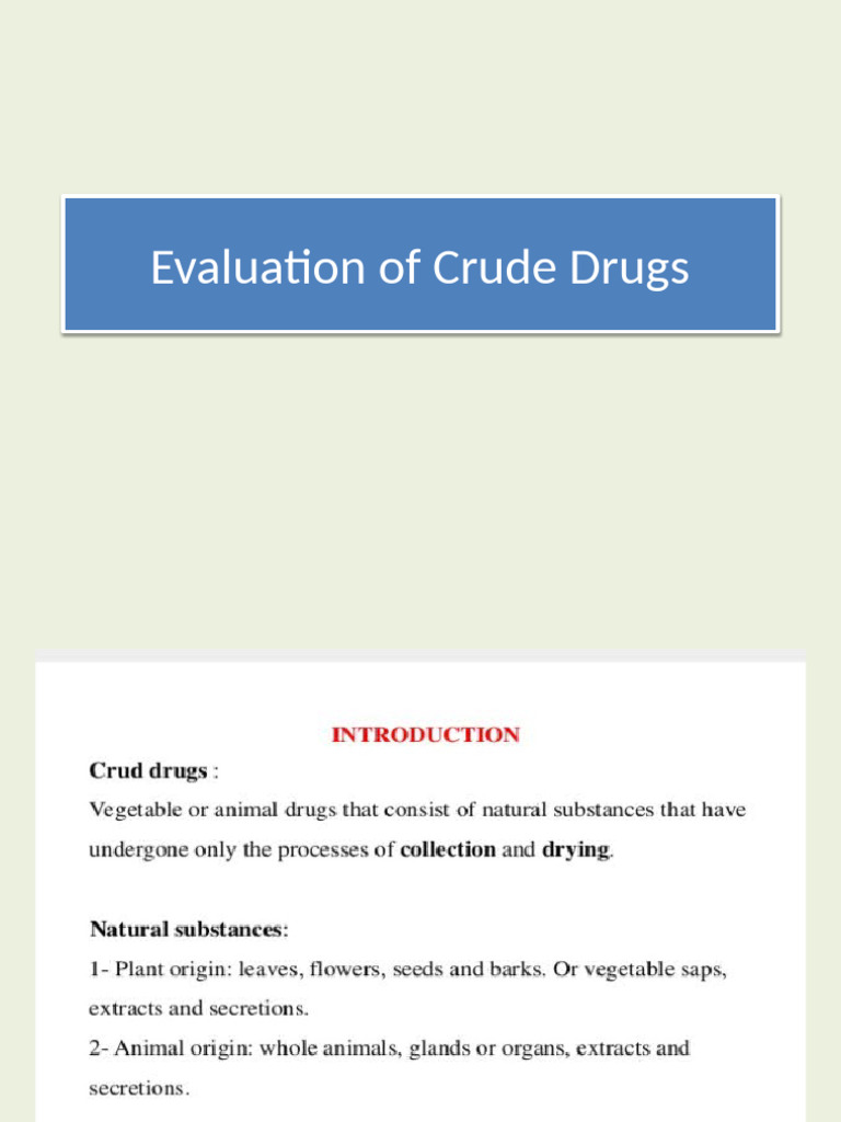 Evaluation of Crude Drugs | PDF