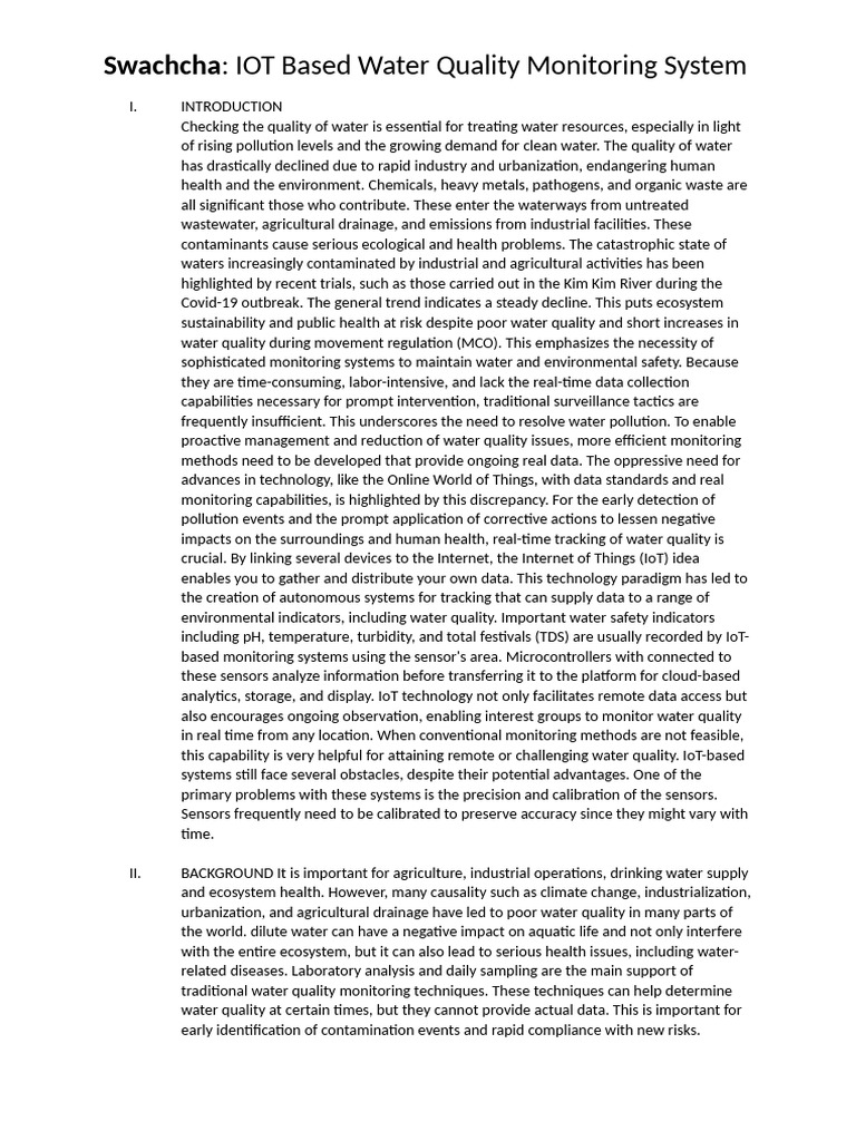 Iot Based Water Monitoring System | PDF | Water Quality | Internet Of ...
