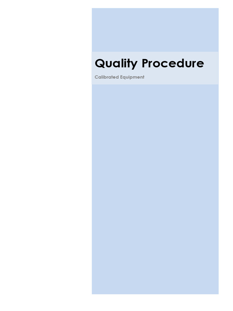 Calibrated Equipment Quality Procedure | PDF | Calibration ...