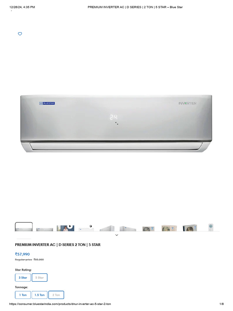 DX Premium Inverter Ac - D Series - 2 Ton - 5 Star - Blue Star | PDF ...