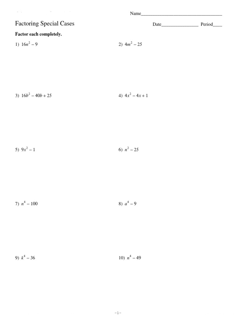 12-6 Factoring Special Cases SHN | PDF