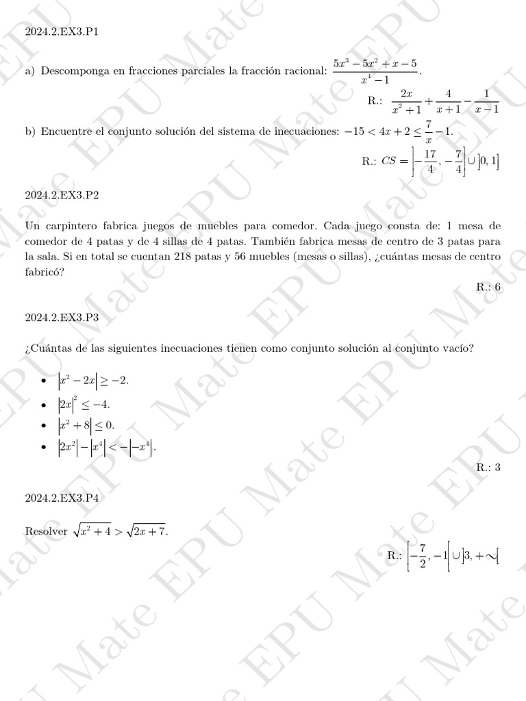 2024 2 Ex3 | PDF | Ecuaciones | Matemáticas