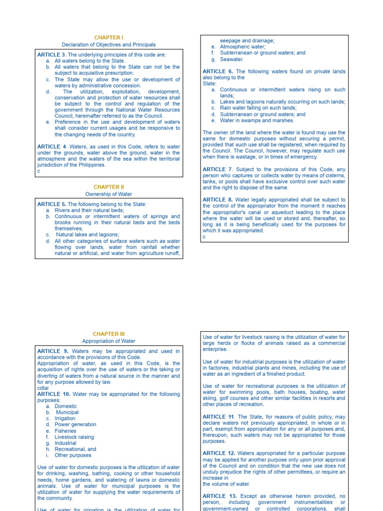 Philippine Water Code Overview | PDF | Water | River