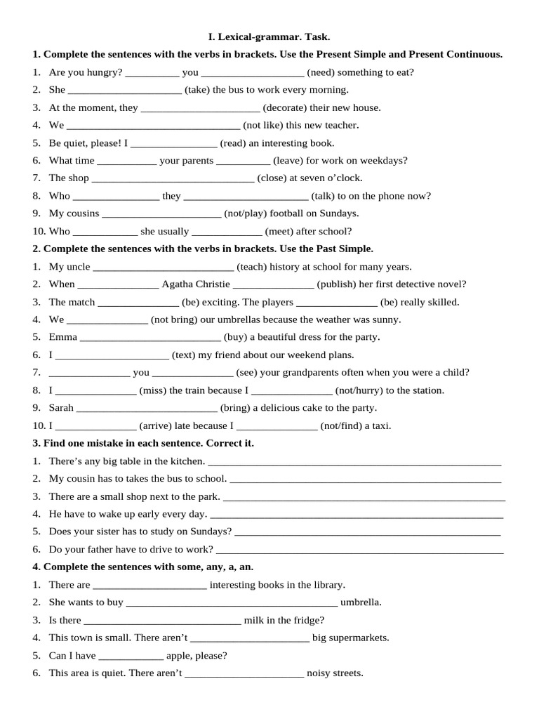 English Grammar Exercises for Beginners | PDF