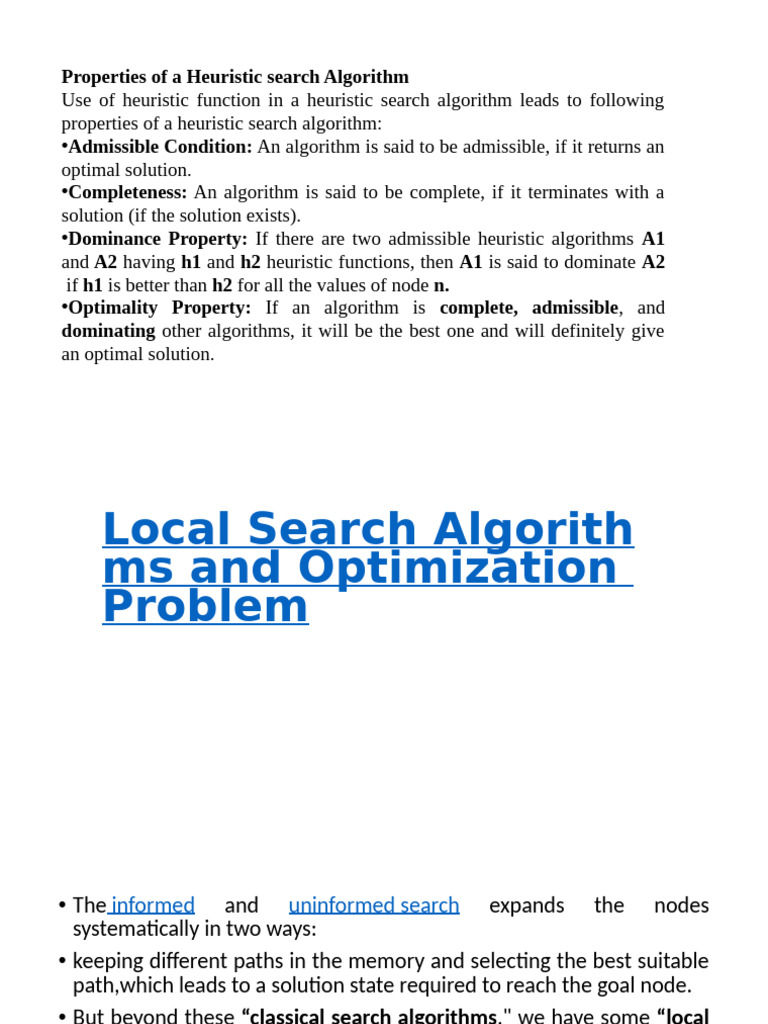 Heuristic Search Algorithm Properties | PDF | Mathematical Optimization ...